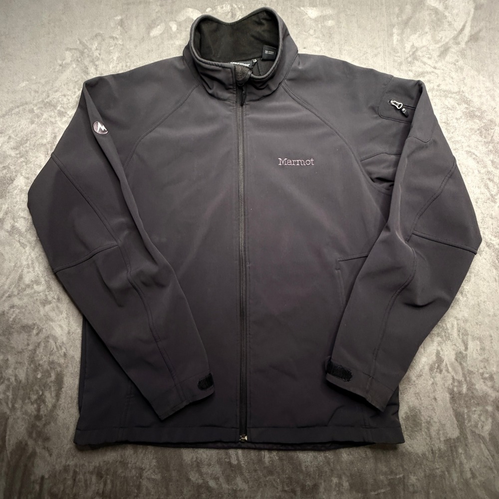 Marmot Gravity Jacket Mens L Black Softshell Windproof Water Resistant Full Zip